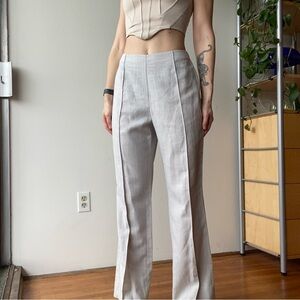 Ingenuity linen blend straight leg pant light grey - made in Canada